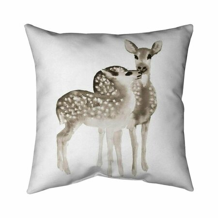BEGIN HOME DECOR 20 x 20 in. Sepia Fawns Love-Double Sided Print Indoor Pillow 5541-2020-AN454-2